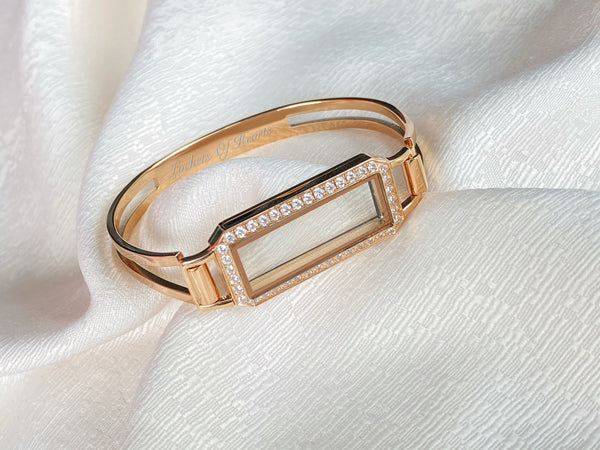 ROSE GOLD BAR CUFF LOCKET WITH SWAROVSKI CRYSTALS